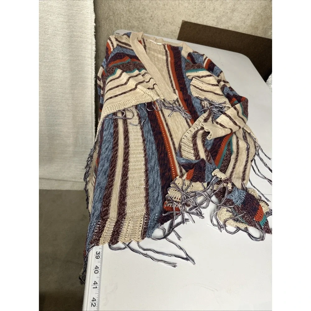 Cato Women's XL Open Front Long Sleeve Sweater Western Country Boho Fringe Soft - Picture 8 of 10